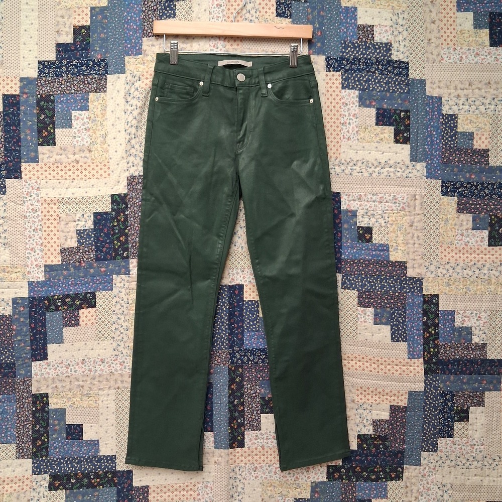 Hudson Nico Coated Forest Walk Jeans Womens 27 Green Faux Leather Look NWOT